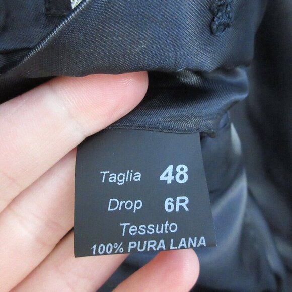 Angelico Viapiana Suit 100% Wool Men Size 48 Black Single Breasted Business 790 - Picture 5 of 15